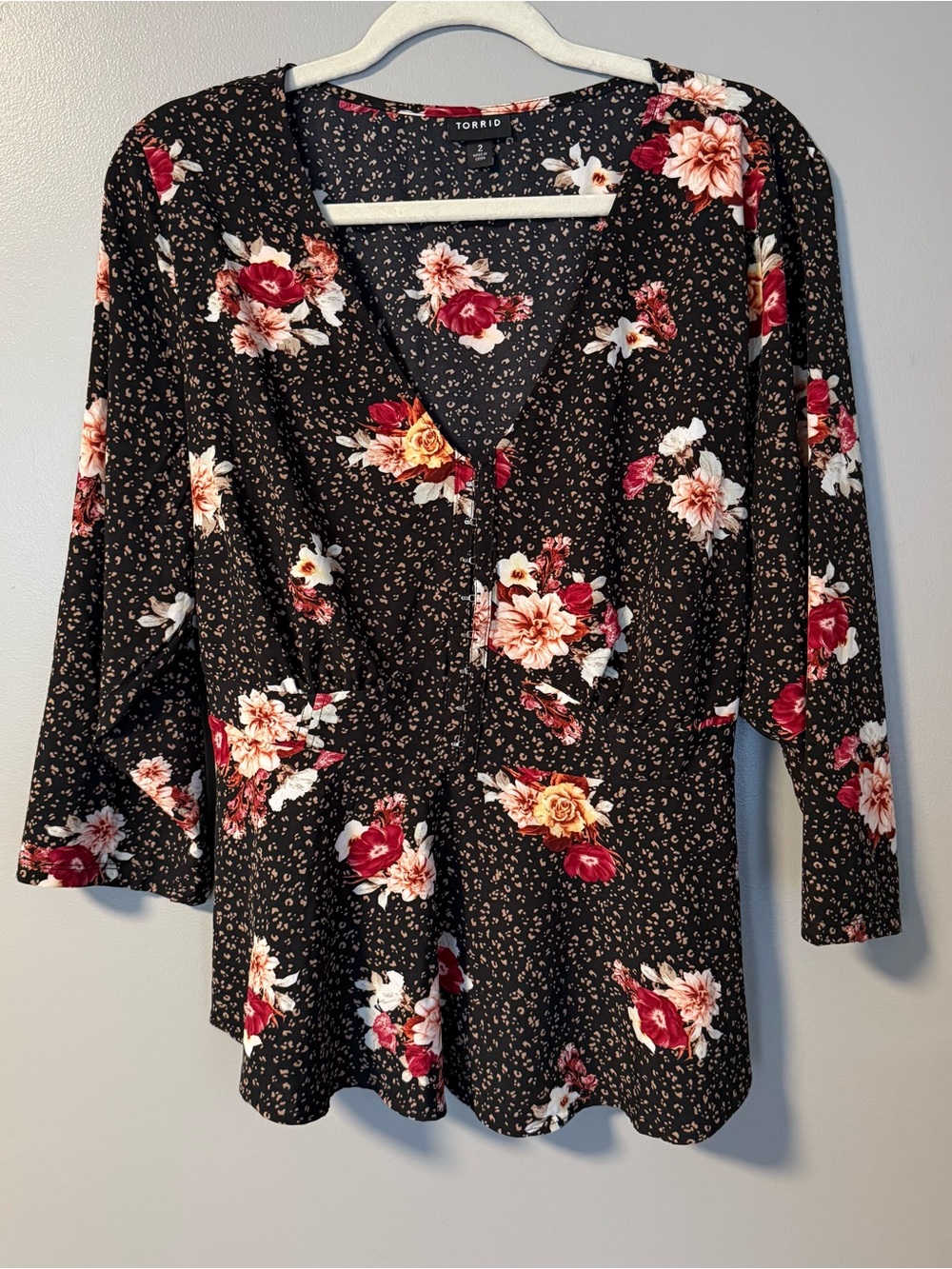 Torrid | Floral Leopard Peplum Blouse